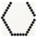 White and Black Hive Pattern Matte Mosaic Tile
