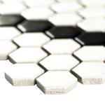 White and Black Hive Pattern Matte Mosaic Tile