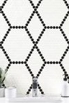 White and Black Hive Pattern Matte Mosaic Tile