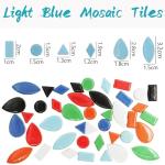Light Blue Teardrop Mosaic Tiles for Crafts 50-Pack