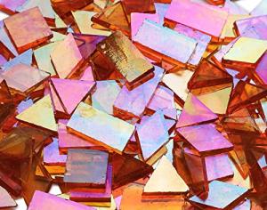 200 Iridescent Orange Mosaic Glass Tiles - 4 Shapes