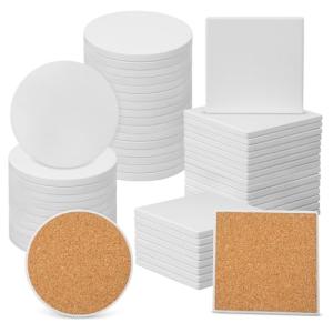 50 Pack Ceramic Coasters for DIY Crafts