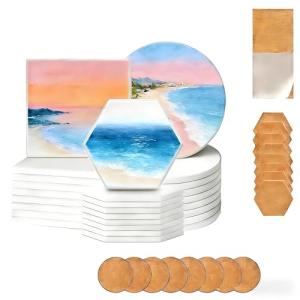 24 Pcs White Ceramic Craft Tiles for DIY