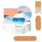 24 Pcs White Ceramic Craft Tiles for DIY