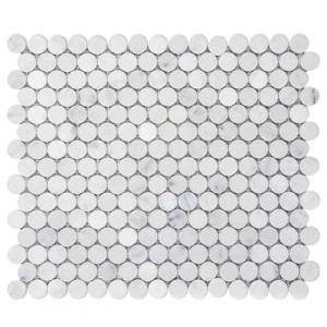 Carrara White Marble Mosaic Tile, 3/4 Inch Penny Round