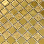 Gold Square Ceramic Shower Floor Tile Mosaic