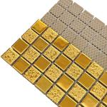 Gold Square Ceramic Shower Floor Tile Mosaic