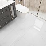 White Marble Peel and Stick Shower Floor Tiles