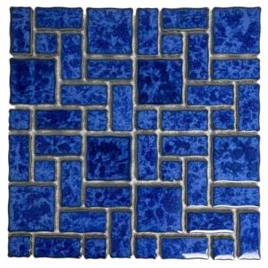 Tenedos T‎PACFD-RDM-PL Ultramarine Blue Random Sized Wavy Edges Porcelain Glazed Pool Mosaic Floor and Wall Tile for Backsplash, Kitchen, Bathroom, Swimming Pool (1 Sheet)