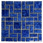 Tenedos T‎PACFD-RDM-PL Ultramarine Blue Random Sized Wavy Edges Porcelain Glazed Pool Mosaic Floor and Wall Tile for Backsplash, Kitchen, Bathroom, Swimming Pool (1 Sheet)