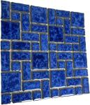 Tenedos T‎PACFD-RDM-PL Ultramarine Blue Random Sized Wavy Edges Porcelain Glazed Pool Mosaic Floor and Wall Tile for Backsplash, Kitchen, Bathroom, Swimming Pool (1 Sheet)