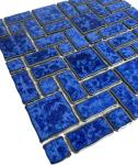 Tenedos T‎PACFD-RDM-PL Ultramarine Blue Random Sized Wavy Edges Porcelain Glazed Pool Mosaic Floor and Wall Tile for Backsplash, Kitchen, Bathroom, Swimming Pool (1 Sheet)
