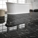 20-Pack Peel and Stick Black Marble Floor Tiles