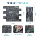 Art3d 10-Sheet Peel and Stick Backsplash PVC Wall Tile, Stickon Tile for Kitchen Backplash, Bathroom Vanities, Fireplace Decor, Laundry Table, Stair Decals in Dark Granite, Plastic-Sheets