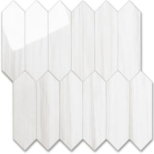 Glossy White Hexagon Peel and Stick Tile Sheets