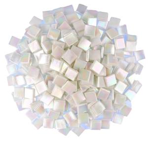 Iridescent White Glass Mosaic Tiles - 0.59 Inch