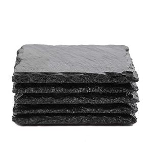 Slate Stone Coasters - Set of 5 Square Black