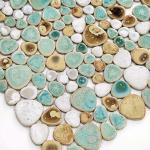 Turquoise Cream Pebble Porcelain Shower Floor Tiles