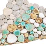 Turquoise Cream Pebble Porcelain Shower Floor Tiles
