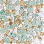 Turquoise Cream Pebble Porcelain Shower Floor Tiles