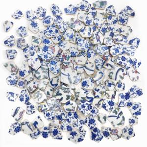 ZAVOOS Blue and White Ceramic Mosaic Tiles