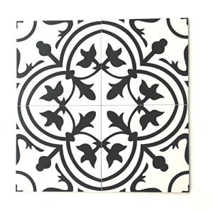 Flora Black and White 8x8 Porcelain Tiles (10 pcs)