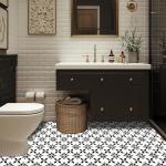 10-Pack Peel and Stick Black and White Floor Tiles