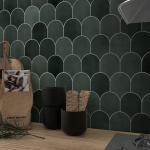 Fish Scale Peel and Stick Tile - Green Scallop