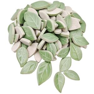 Light Green Leaf-Shaped Ceramic Mosaic Tiles