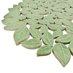 Light Green Leaf-Shaped Ceramic Mosaic Tiles
