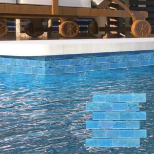 Aquamarine Glass Mosaic Tile Sheets for Showers
