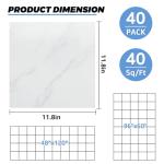 Peel and Stick White Marble Vinyl Floor Tiles