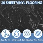 Black Marble Peel and Stick Vinyl Floor Tiles