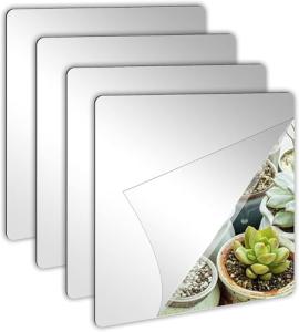 4 Pack Self-Adhesive 8x8 Inch Mirror Tiles