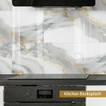 Peel and Stick Marble Shower Floor Tiles - Light Gray Gold