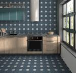 Peel and Stick Blue Flower Shower Floor Tile