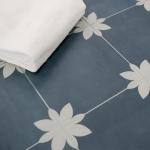 Peel and Stick Blue Flower Shower Floor Tile
