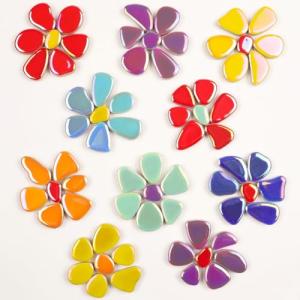 Iridescent Petal Ceramic Mosaic Tiles for Crafts
