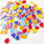 Iridescent Petal Ceramic Mosaic Tiles for Crafts