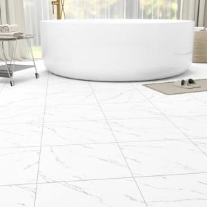 40-Pack Peel & Stick White Vein Marble Tiles