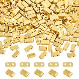 NBEADS 240-Pc Golden Plated Glass Beads Set