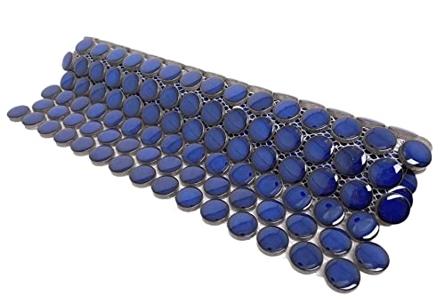 Penny Blue Eye Porcelain Mosaic Floor Tile
