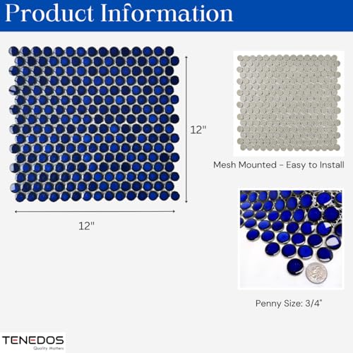 Penny Blue Eye Porcelain Mosaic Floor Tile