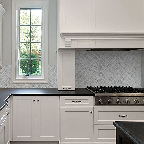 Carrara White Marble Mosaic Herringbone Tile Pack