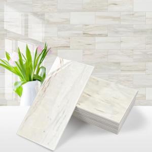 Glossy Wooden Marble Peel and Stick Tile Set