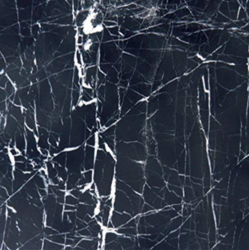 Polished Black Marble Tile with White Veins