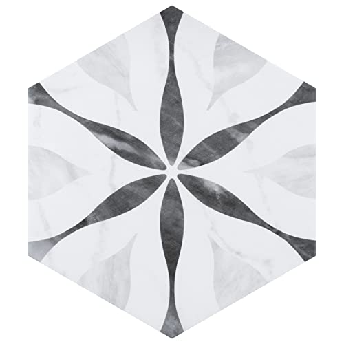 Classico Bardiglio Hex Flower Porcelain Tile 7"x8
