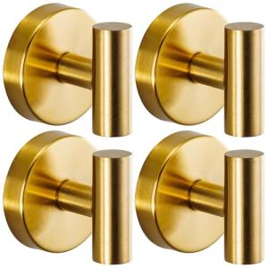 Brushed Gold Suction Hooks for Shower Towel Storage