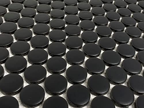 Black Matte Penny Round Porcelain Mosaic Tile