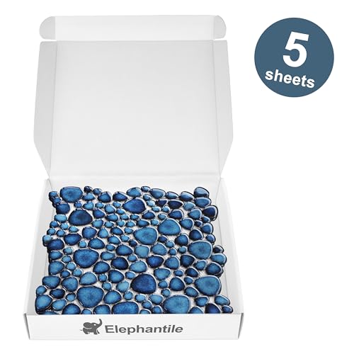 Cobalt Blue Pebble Shower Floor Mosaic Tiles